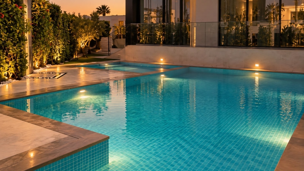 Luxury swimming pool and landscape design in Dubai